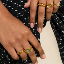 Dinny Hall Bamboo Ring In 22K Yellow Gold Vermeil
