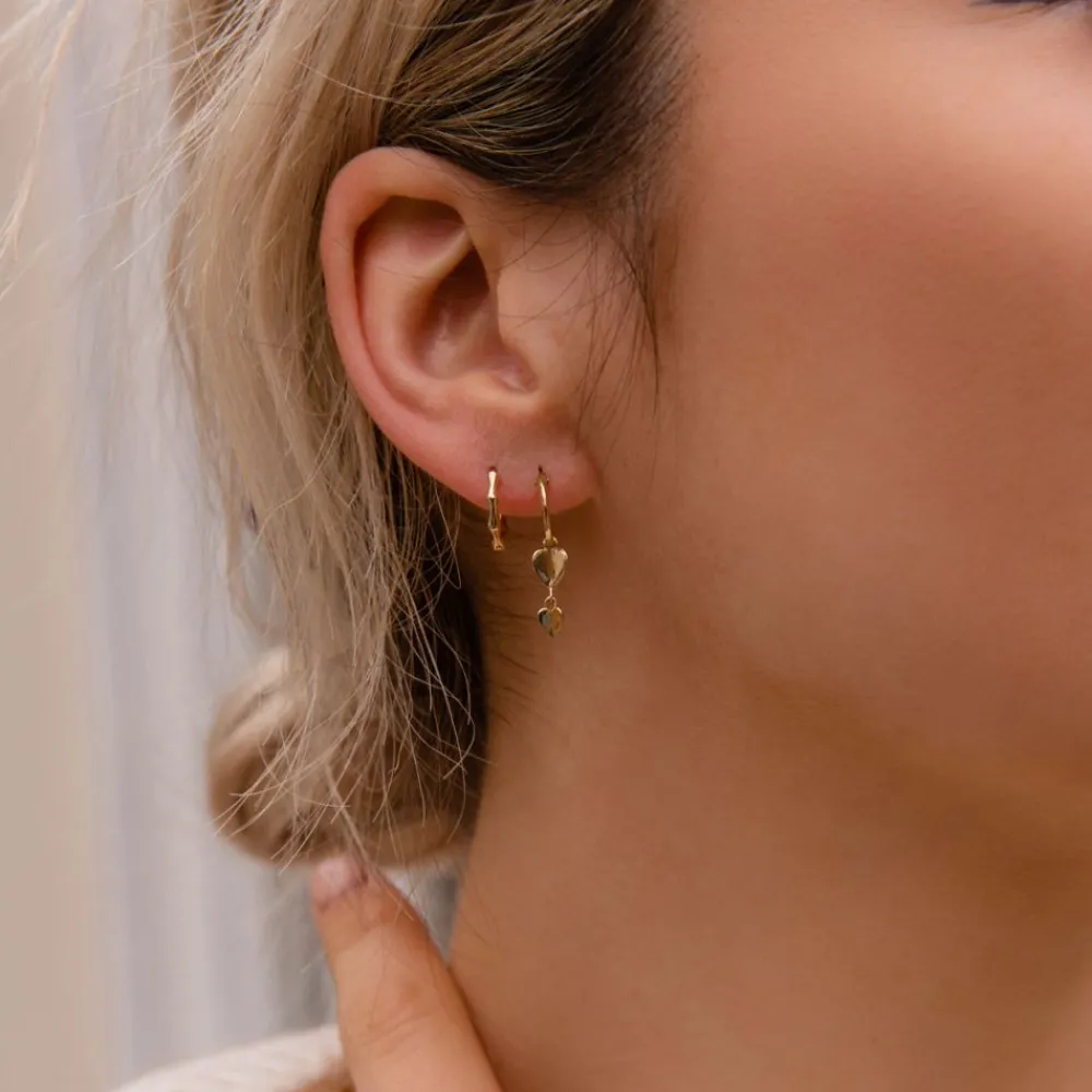 Dinny Hall Bijou Solid Gold Folded Heart Drop Hoops