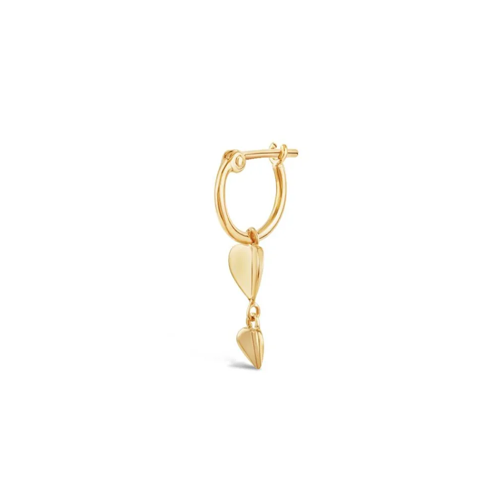 Dinny Hall Bijou Solid Gold Single Folded Heart Hoop