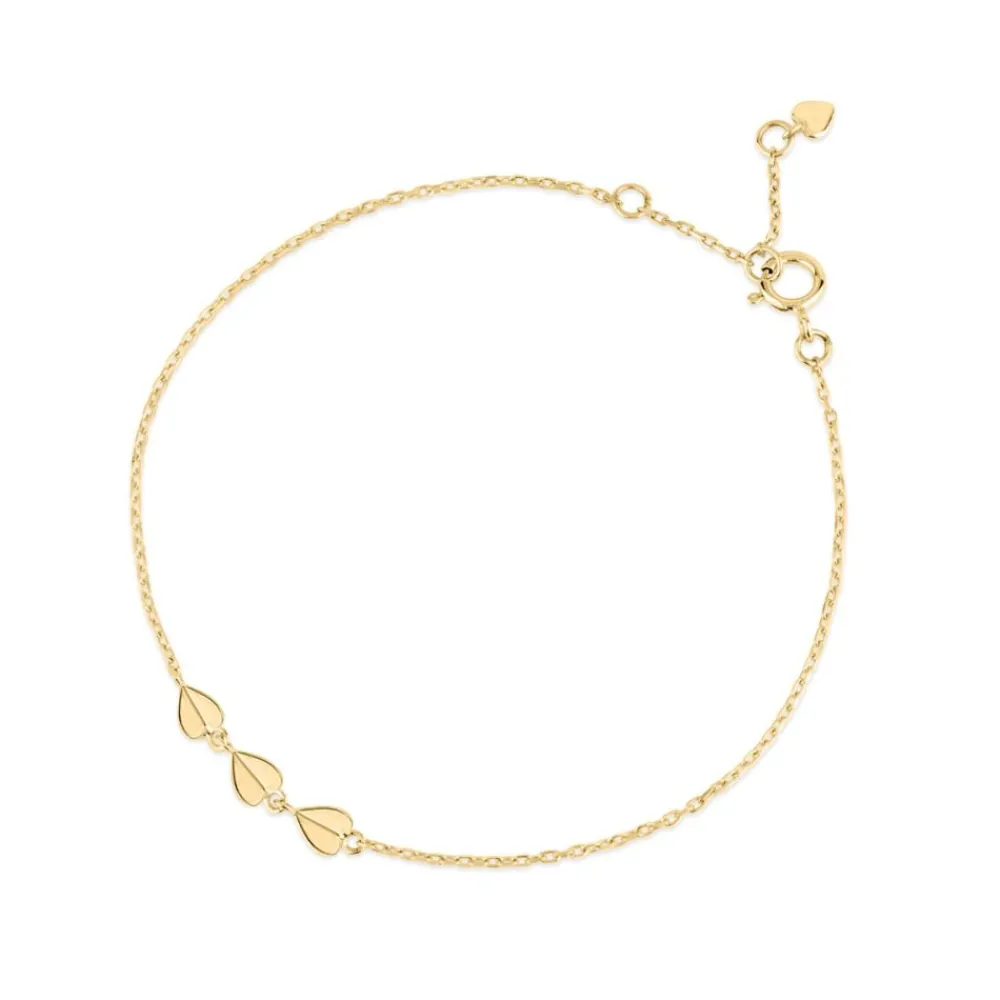 Dinny Hall Bijou Solid Gold Trio Of Folded Hearts Bracelet