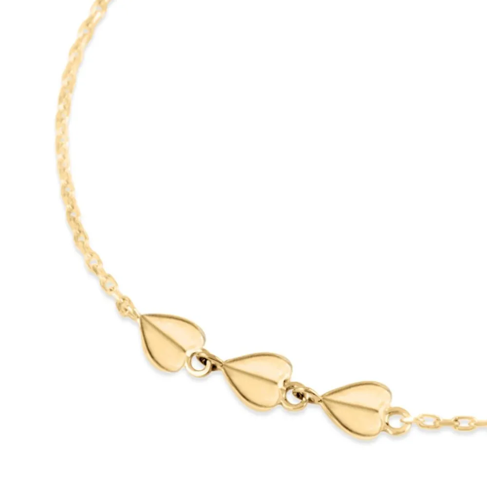 Dinny Hall Bijou Solid Gold Trio Of Folded Hearts Bracelet