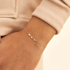 Dinny Hall Bijou Solid Gold Trio Of Folded Hearts Bracelet