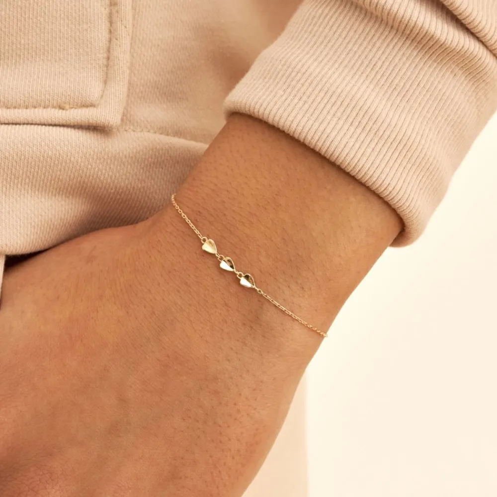 Dinny Hall Bijou Solid Gold Trio Of Folded Hearts Bracelet