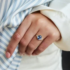 Dinny Hall Edie 18K Fine Iris Blue Sapphire & Diamond Ring