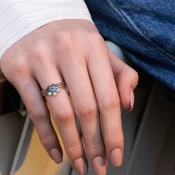 Dinny Hall Ellie 18K Fine Duck Egg Blue Sapphire Solitaire Ring