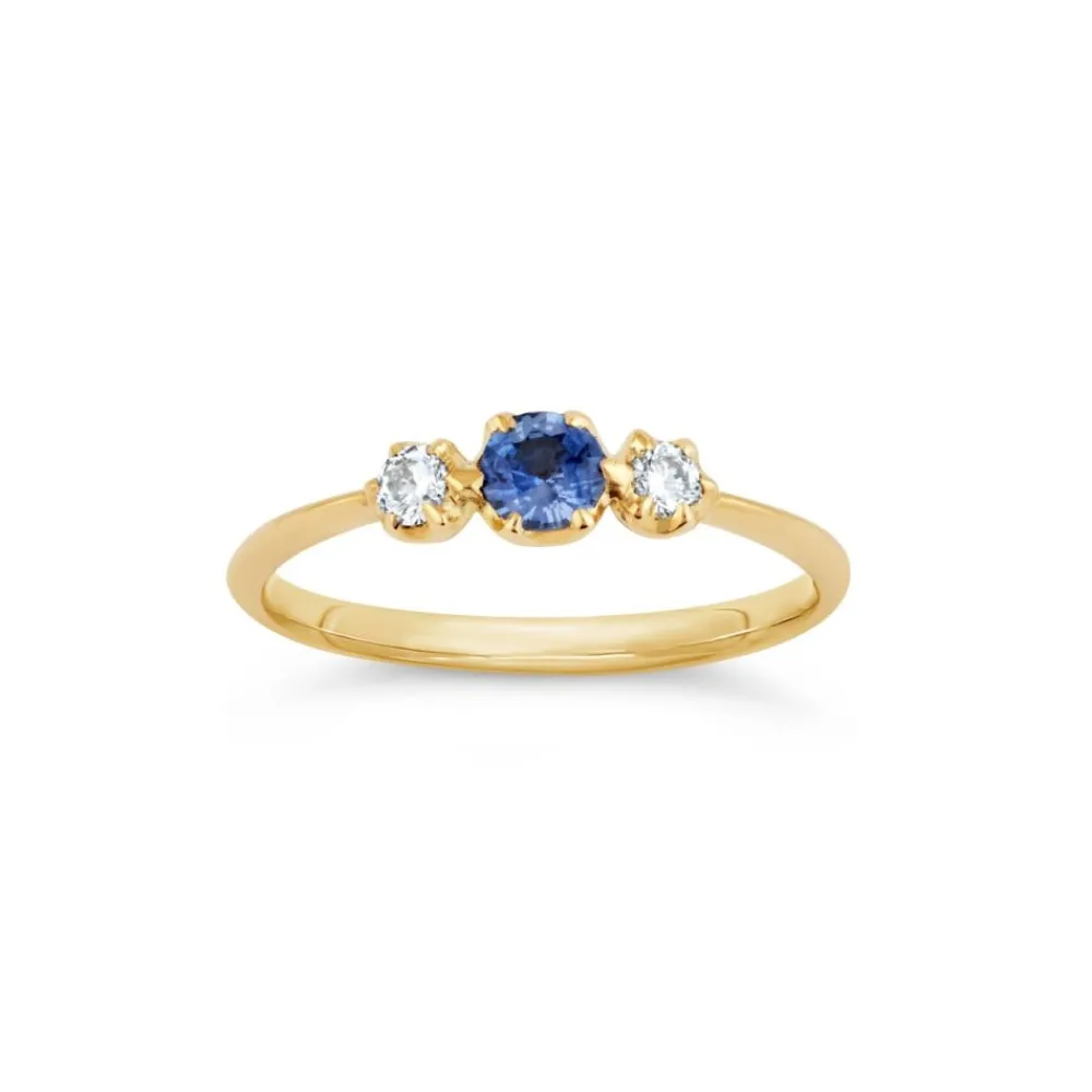 Dinny Hall Elyhara 18K Fine Blue Sapphire & Diamond Small Trilogy Ring