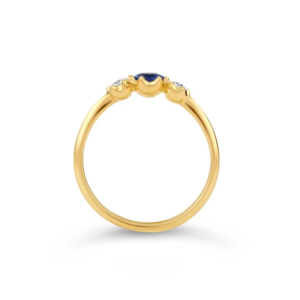 Dinny Hall Elyhara 18K Fine Blue Sapphire & Diamond Small Trilogy Ring
