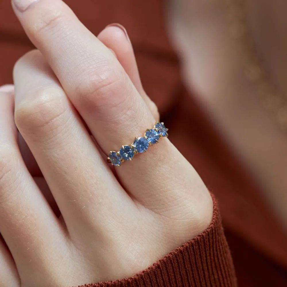 Dinny Hall Elyhara 18K Fine Blue Sapphire Five Stone Ring