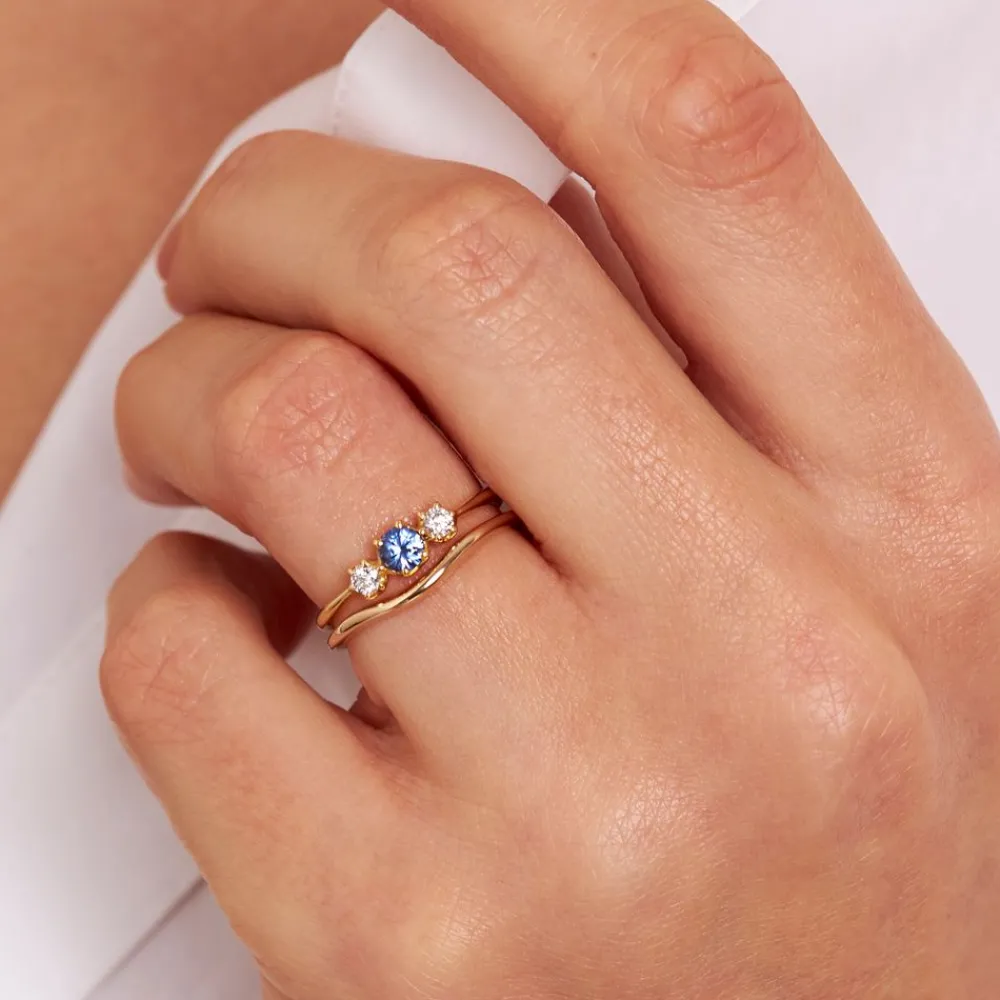 Dinny Hall Elyhara 18K Fine Blue Sapphire & Diamond Small Trilogy Ring