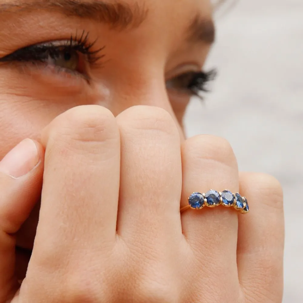 Dinny Hall Elyhara 18K Fine Blue Sapphire Five Stone Ring