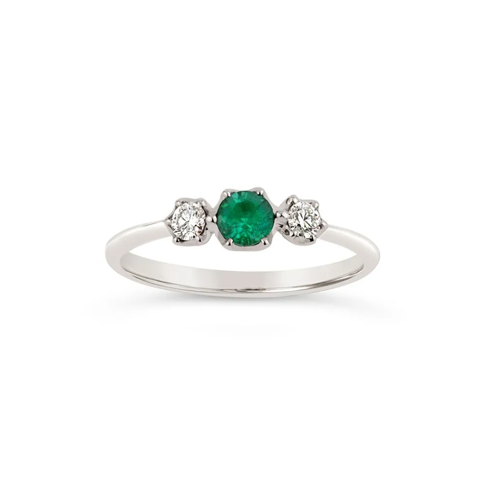 Dinny Hall Elyhara 18K Fine Emerald & Diamond Small Trilogy Ring