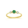 Dinny Hall Elyhara 18K Fine Emerald & Diamond Small Trilogy Ring