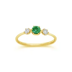 Dinny Hall Elyhara 18K Fine Emerald & Diamond Small Trilogy Ring