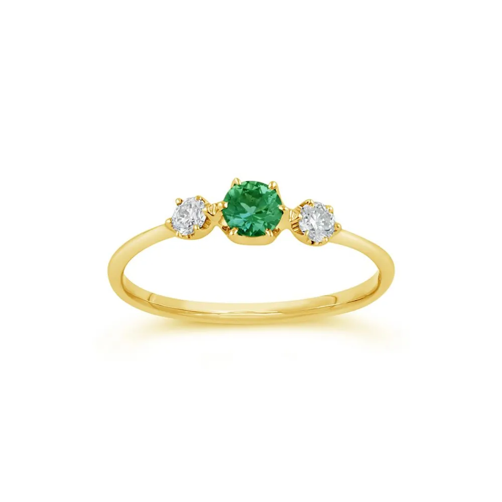 Dinny Hall Elyhara 18K Fine Emerald & Diamond Small Trilogy Ring