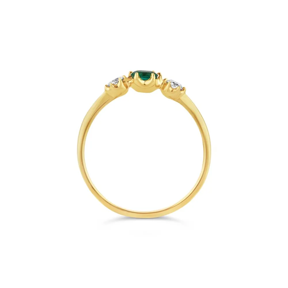 Dinny Hall Elyhara 18K Fine Emerald & Diamond Small Trilogy Ring