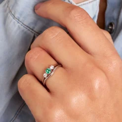 Dinny Hall Elyhara 18K Fine Emerald & Diamond Small Trilogy Ring