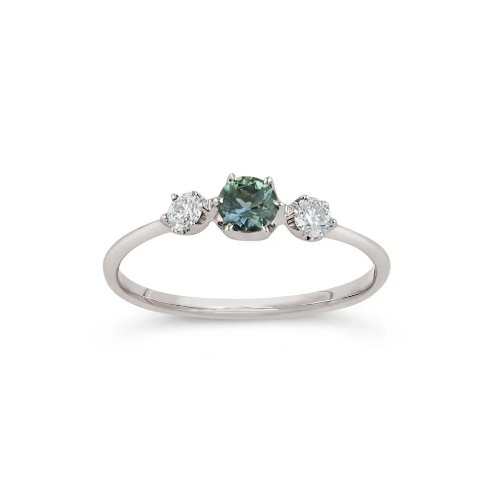 Dinny Hall Elyhara 18K Fine Eucalyptus Green Sapphire & Diamond Small Trilogy Ring
