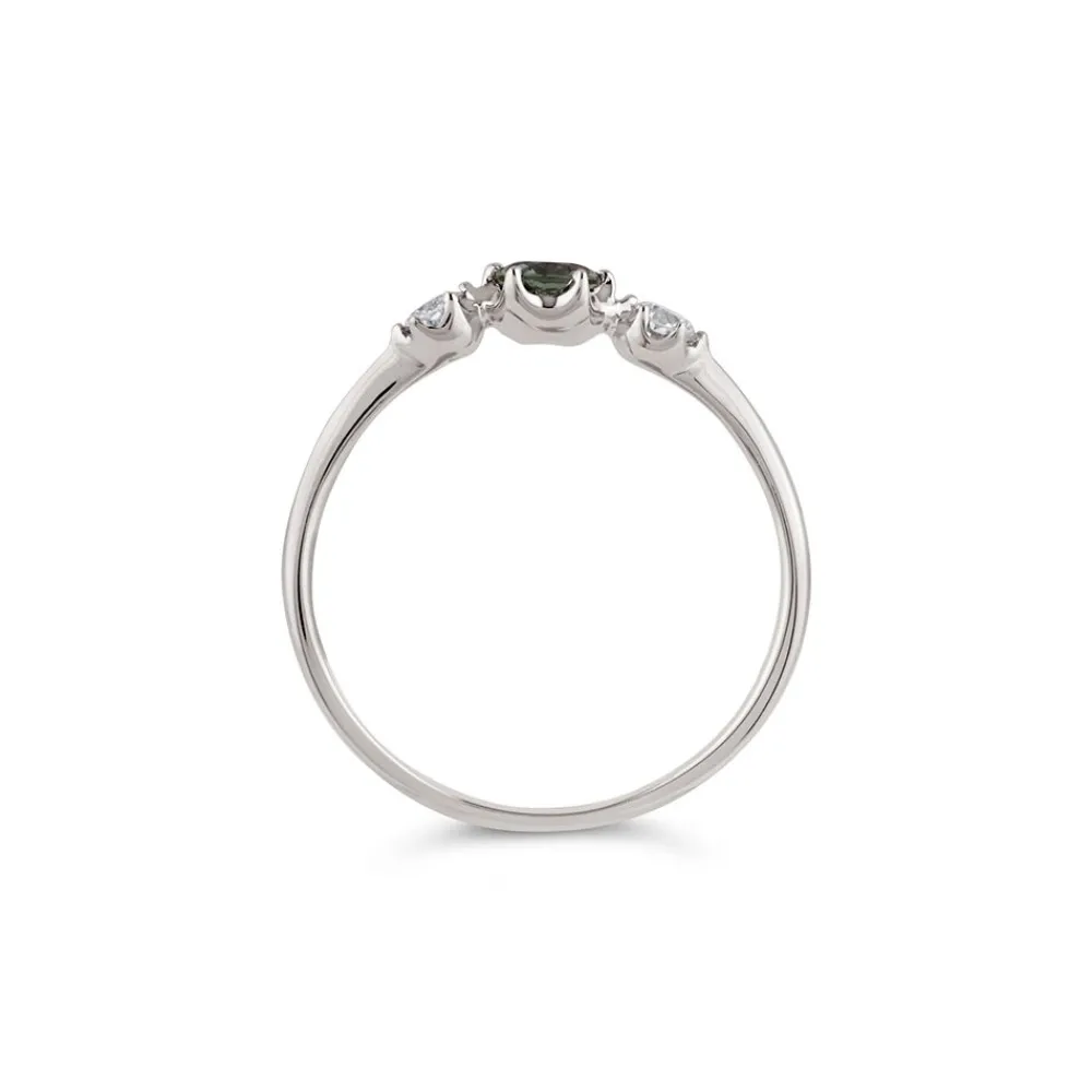 Dinny Hall Elyhara 18K Fine Eucalyptus Green Sapphire & Diamond Small Trilogy Ring