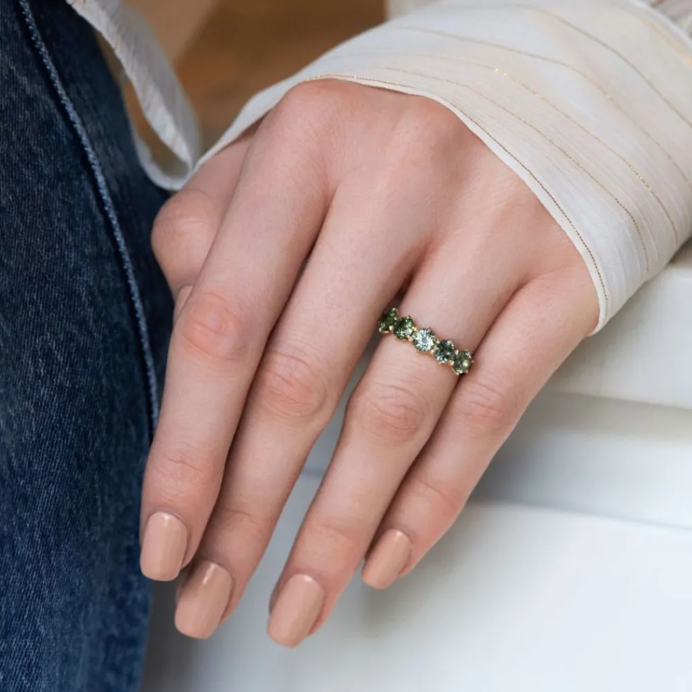 Dinny Hall Elyhara 18K Fine Green Sapphire Five Stone Ring