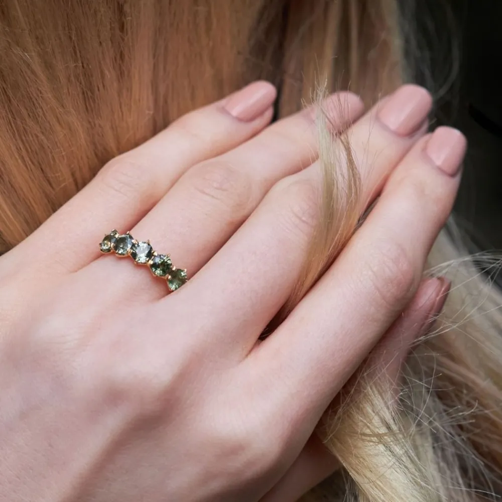 Dinny Hall Elyhara 18K Fine Green Sapphire Five Stone Ring