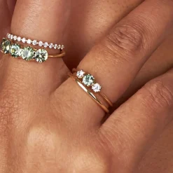 Dinny Hall Elyhara 18K Fine Green Sapphire & Diamond Small Trilogy Ring