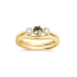 Dinny Hall Elyhara 18K Fine Green Sapphire & Diamond Small Trilogy Ring