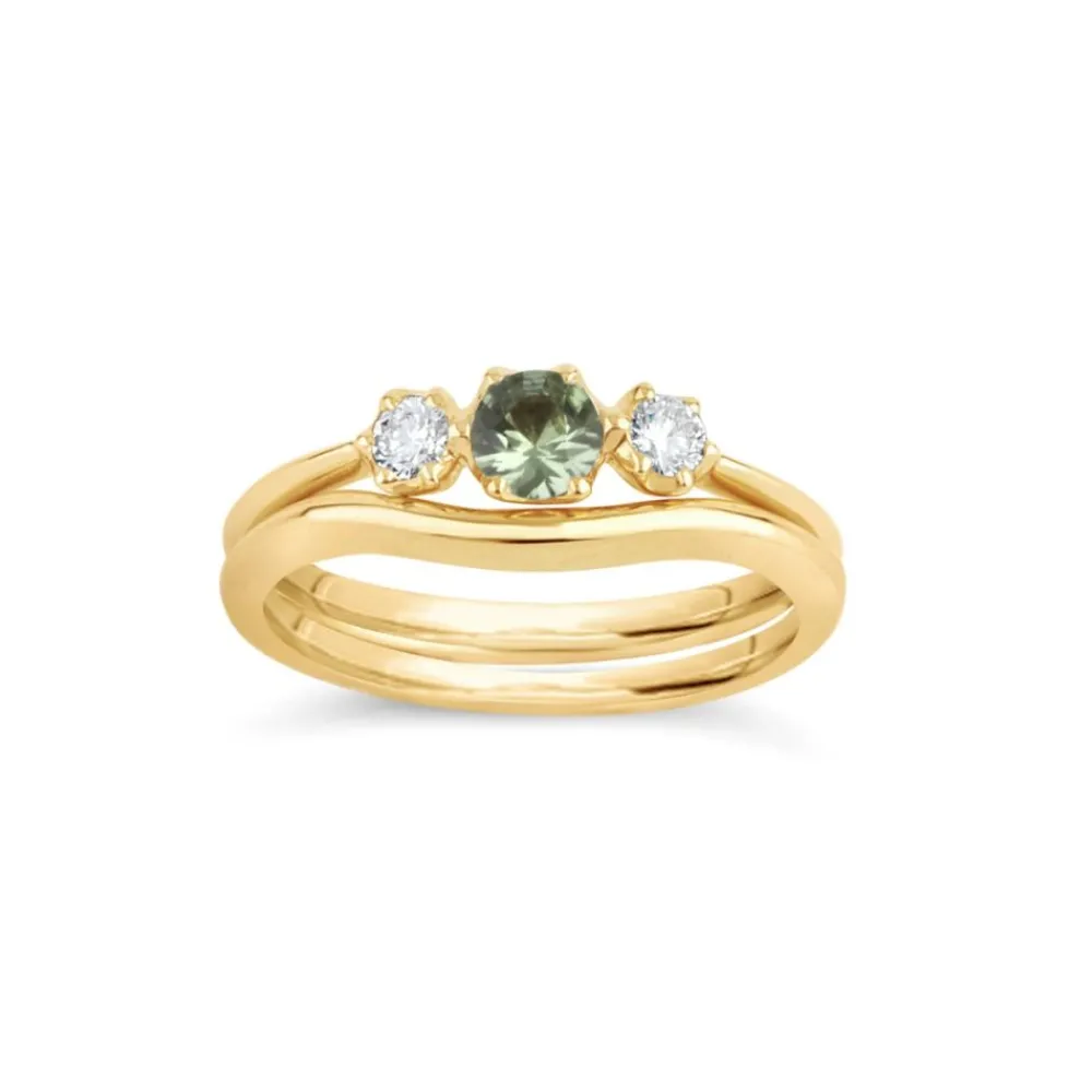 Dinny Hall Elyhara 18K Fine Green Sapphire & Diamond Small Trilogy Ring