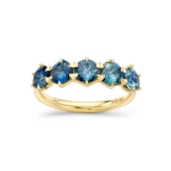 Dinny Hall Elyhara 18K Fine Teal Sapphire Five Stone Ring