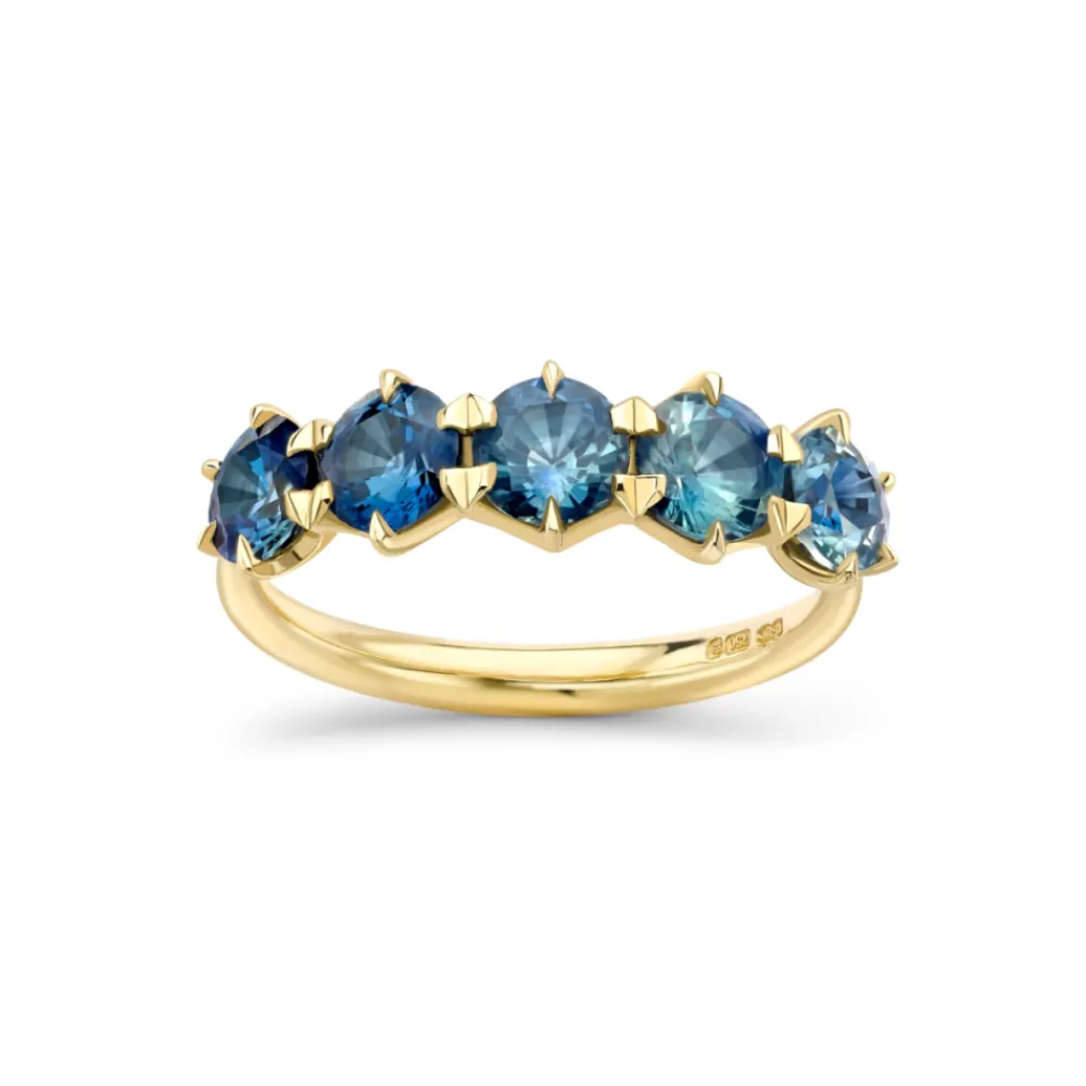 Dinny Hall Elyhara 18K Fine Teal Sapphire Five Stone Ring