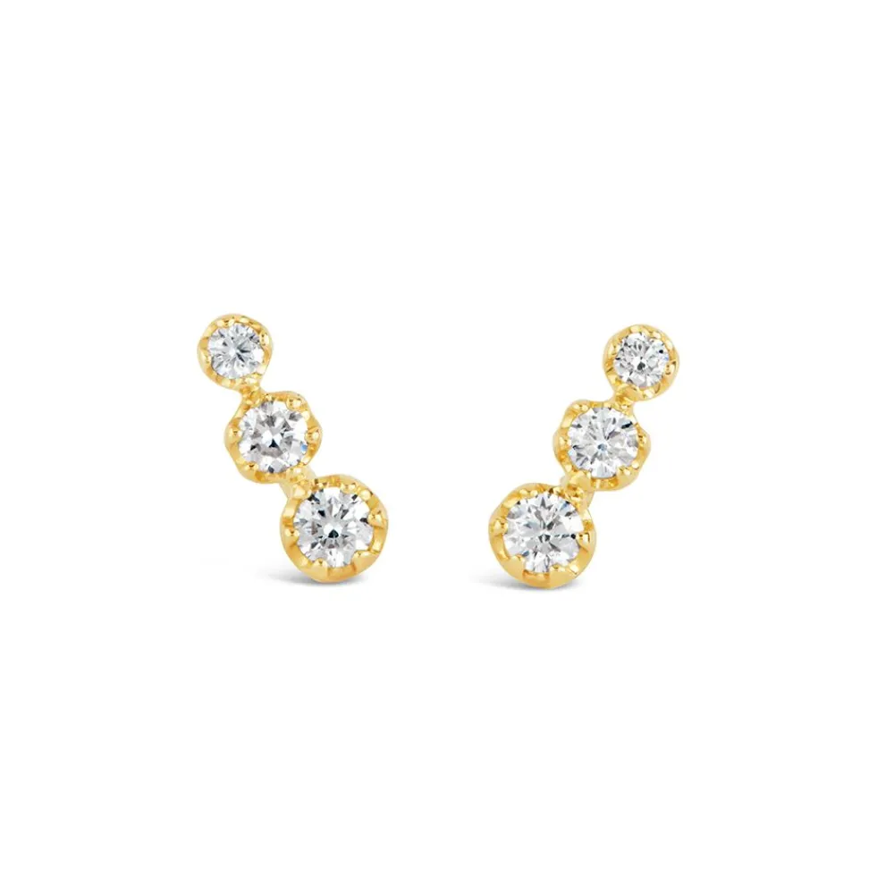 Dinny Hall Elyhara 14K Gold Diamond Trio Studs
