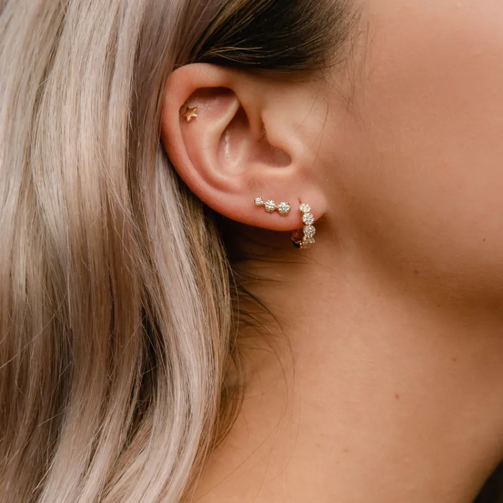 Dinny Hall Elyhara 14K Gold Single Diamond Trio Stud