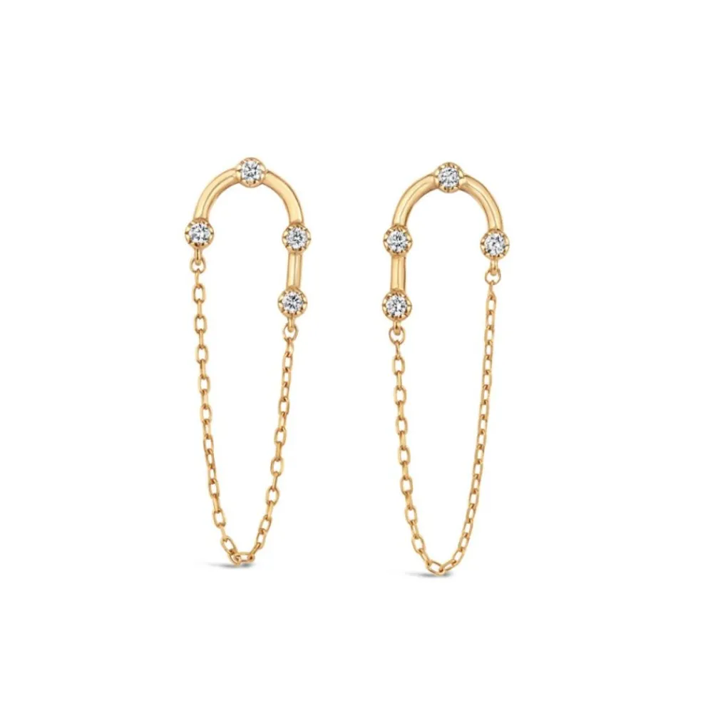 Dinny Hall Forget Me Not 9K Diamond Chain Drop Earrings