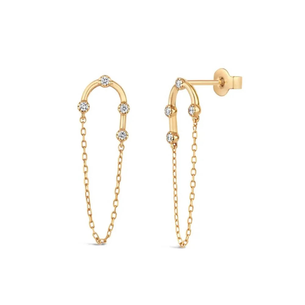 Dinny Hall Forget Me Not 9K Diamond Chain Drop Earrings
