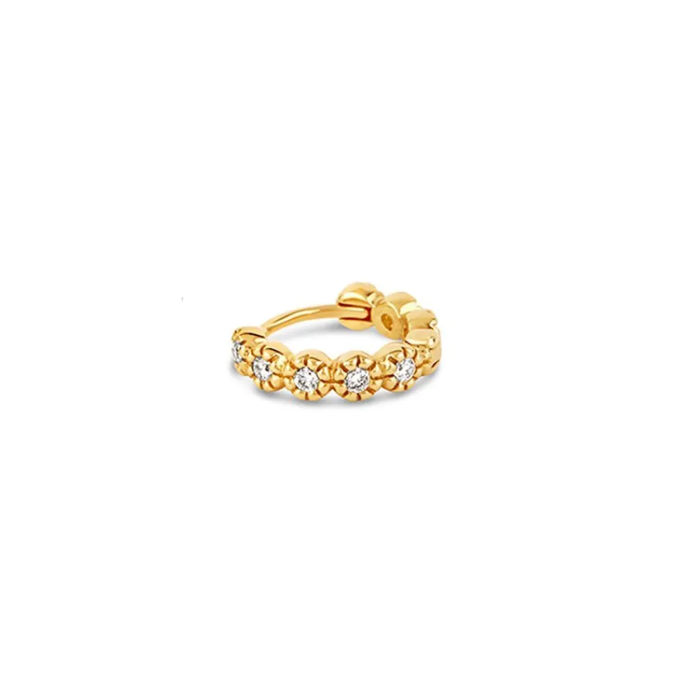 Dinny Hall Forget Me Not Recycled Gold Single Diamond Hoop