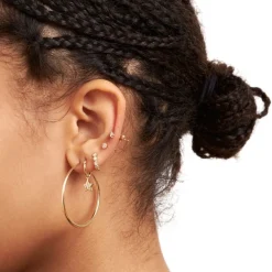 Dinny Hall Forget Me Not Recycled Gold Diamond Hoops