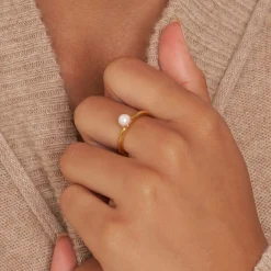 Dinny Hall Gem Drop Freshwater Pearl Stacking Ring