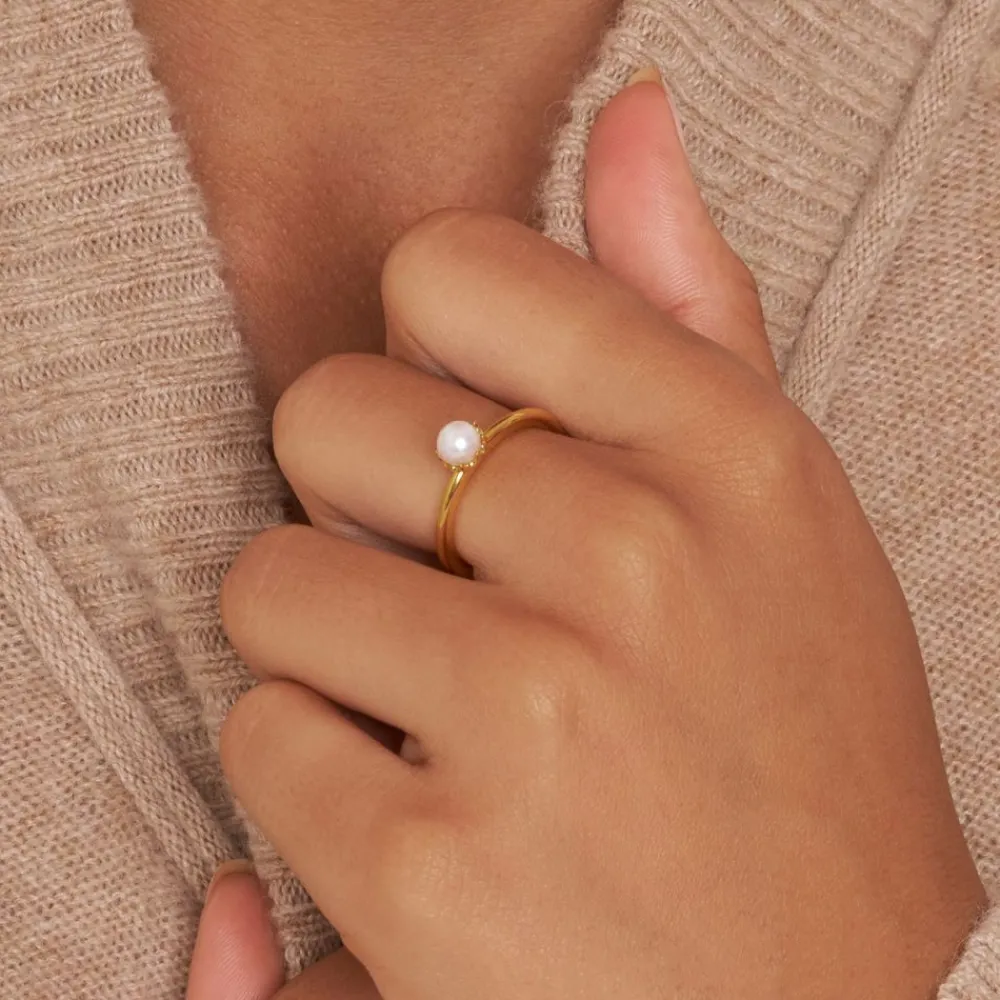 Dinny Hall Gem Drop Freshwater Pearl Stacking Ring