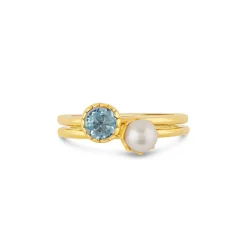 Dinny Hall Gem Drop Freshwater Pearl Stacking Ring