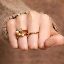 Dinny Hall Gem Drop Freshwater Pearl Stacking Ring