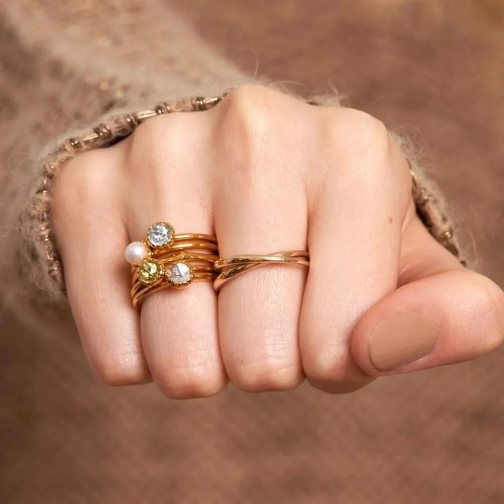 Dinny Hall Gem Drop Rose Cut Stacking Ring