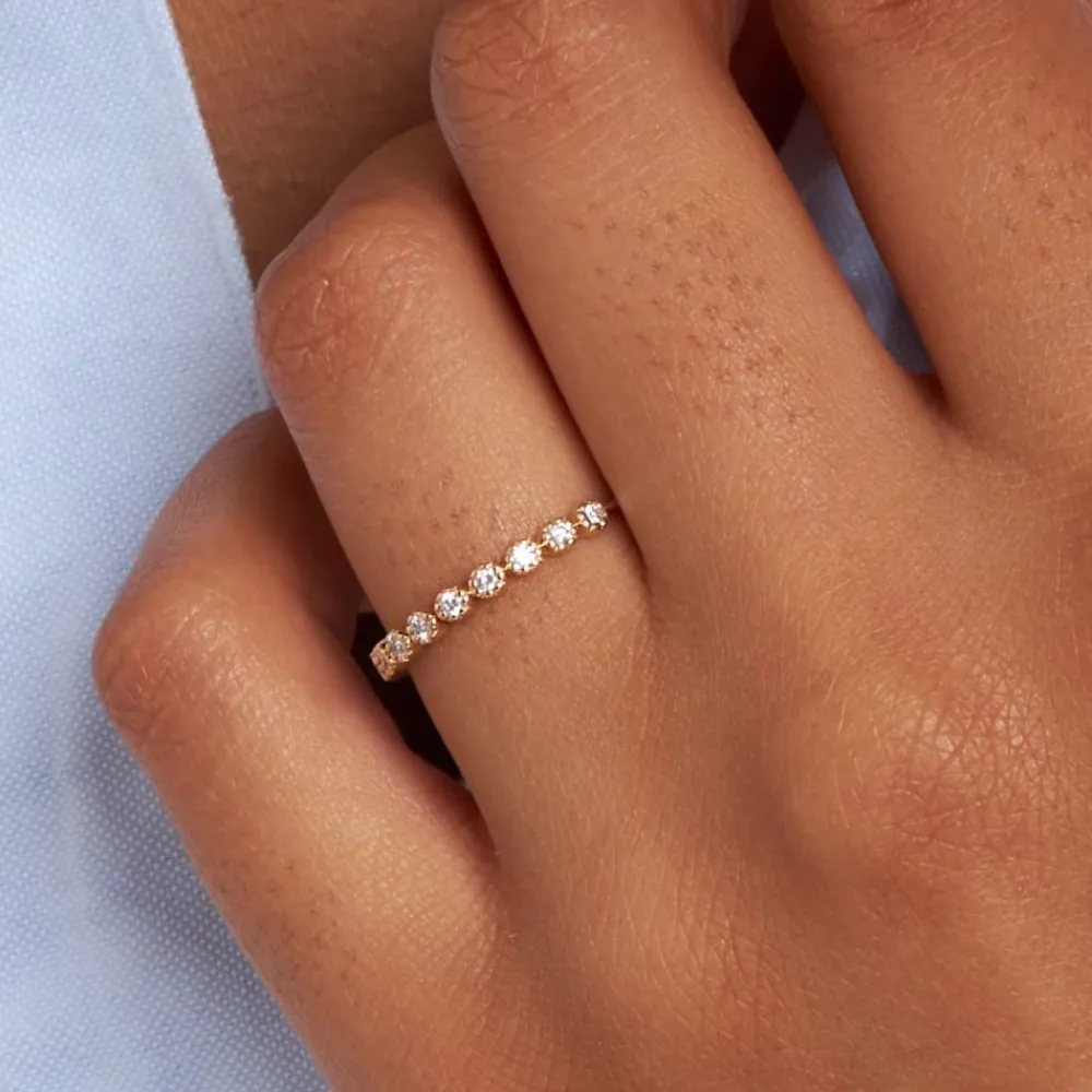 Dinny Hall 14K Diamond Forget Me Not Half Eternity Ring