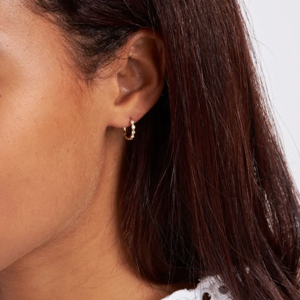 Dinny Hall 14K Diamond Rosemary Huggie Hoops