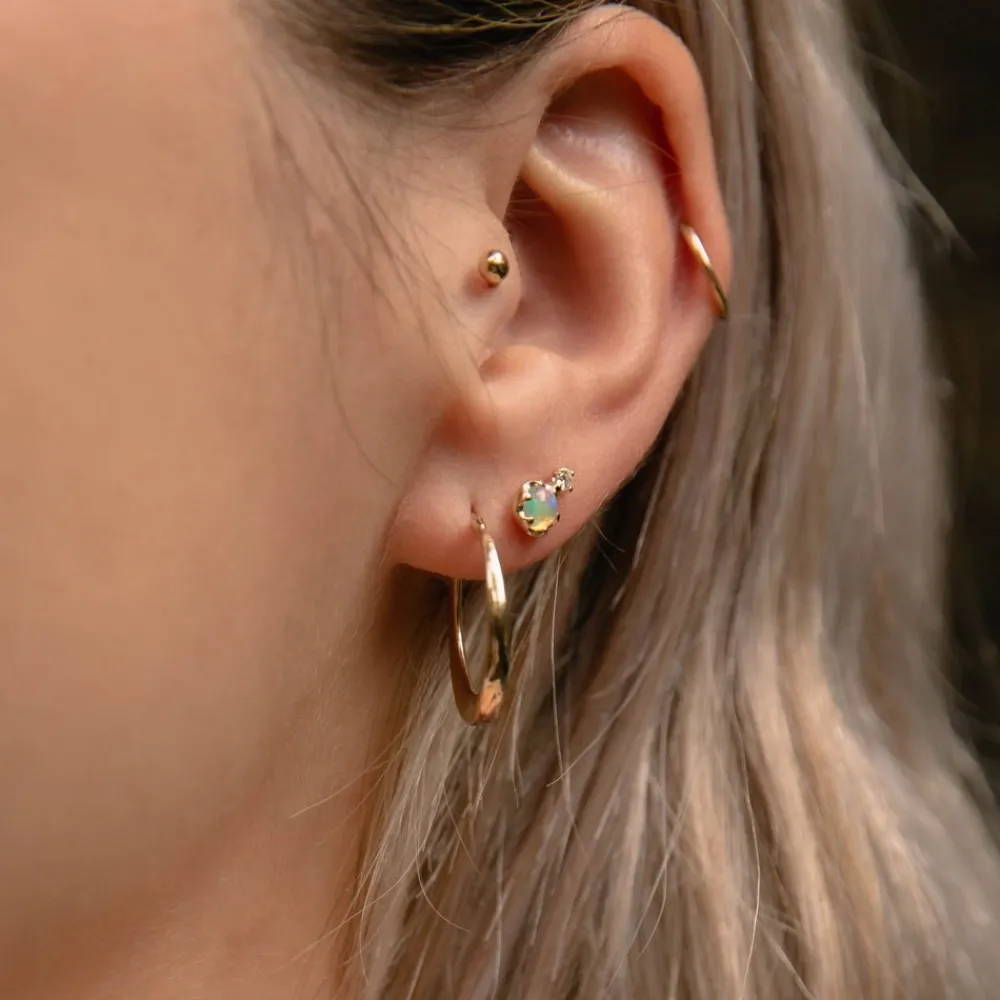 Dinny Hall 14K Gold Double Opal & Diamond Single Stud