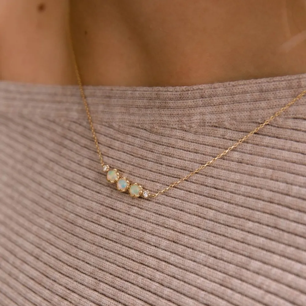 Dinny Hall 14K Gold Opal & Diamond Scoop Necklace