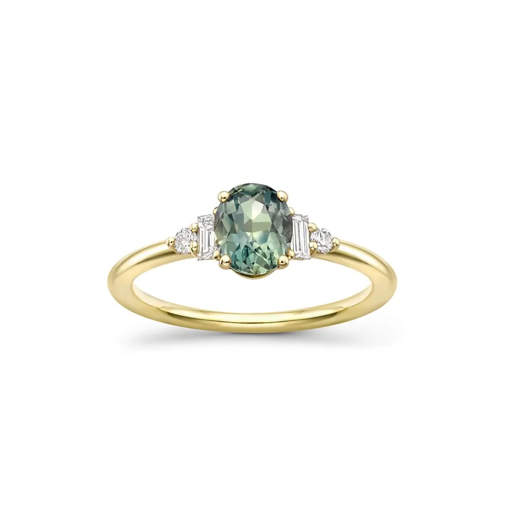 Dinny Hall Katie 18K Fine Green Spruce Sapphire & Diamond Ring