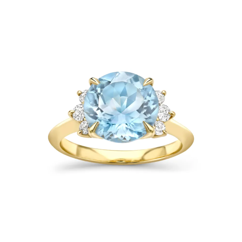 Dinny Hall Krista 18K Fine Aquamarine And Brilliant Cut Diamond Ring