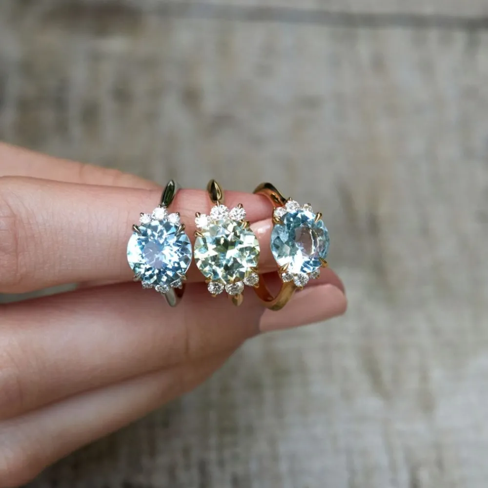 Dinny Hall Krista 18K Fine Aquamarine And Brilliant Cut Diamond Ring