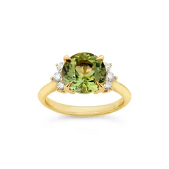 Dinny Hall Krista 18K Fine Lime Green Tourmaline & Brilliant Cut Diamond Ring