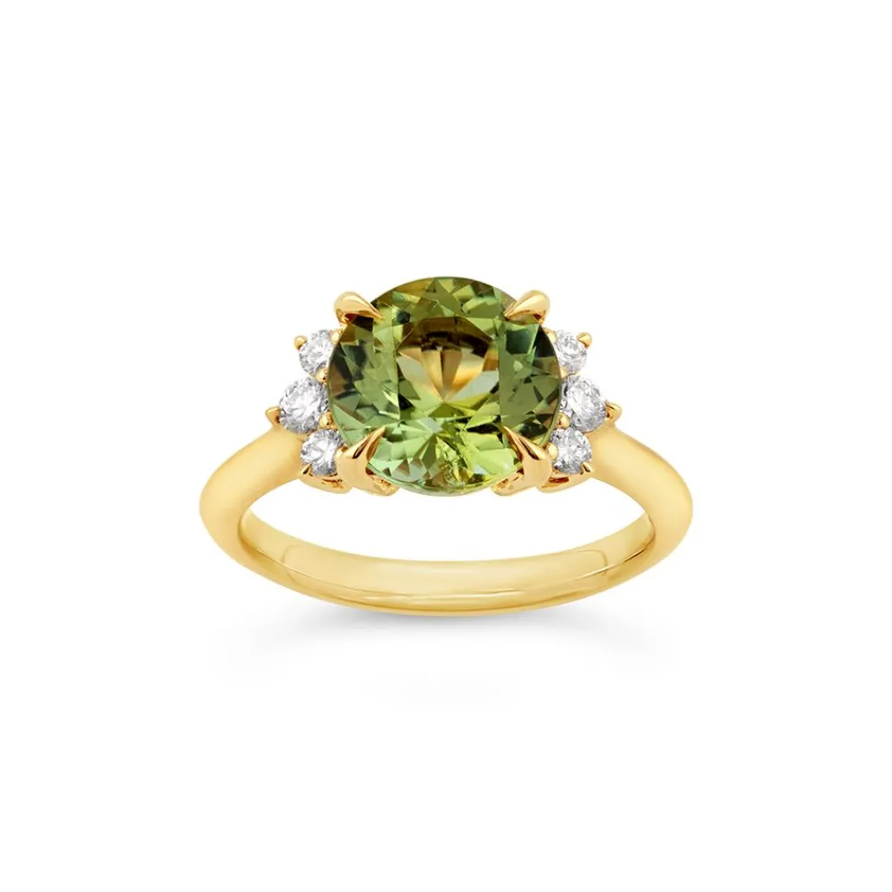 Dinny Hall Krista 18K Fine Lime Green Tourmaline & Brilliant Cut Diamond Ring