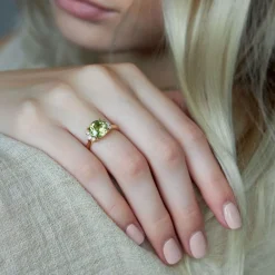 Dinny Hall Krista 18K Fine Lime Green Tourmaline & Brilliant Cut Diamond Ring